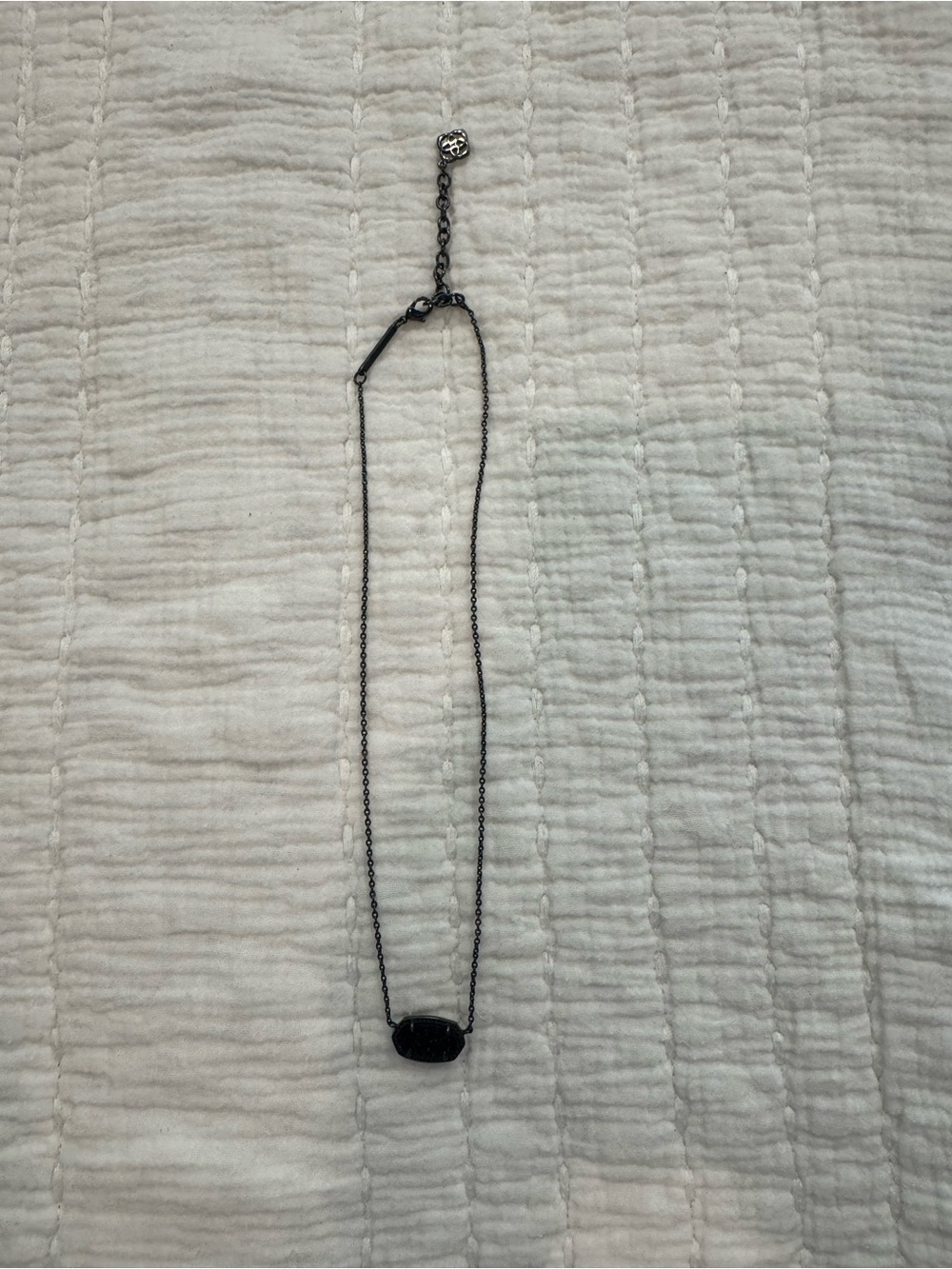 Kendra Scott Black Elongated Stone Pendant Necklace